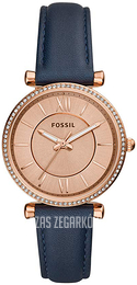 Fossil Carlie Różowe złoto/Skóra Ø35 mm ES4485