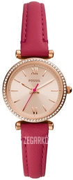 Fossil Carlie Mini Różowe złoto/Skóra Ø28 mm ES5006