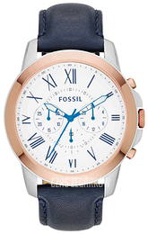 Fossil Grant Biały/Skóra Ø44 mm FS4930