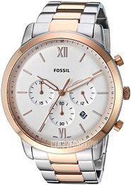 Fossil Biały/Stal w kolorze różowego złota Ø44 mm FS5475