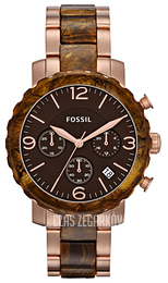 Fossil Natalie Brązowy/Stal w kolorze różowego złota Ø40 mm JR1385