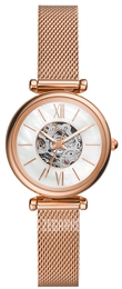 Fossil Carlie Mini Biały/Stal w kolorze różowego złota Ø28 mm ME3188