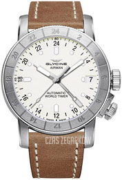 Glycine Airman Srebrny/Skóra Ø46 mm GL0058