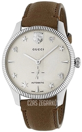 Gucci G-Timeless Srebrny/Skóra Ø40 mm YA126361
