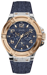 Guess Rigor Niebieski/Skóra Ø45 mm W0040G6