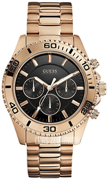 Guess Trend Czarny/Stal w kolorze różowego złota Ø36 mm W0170G3