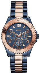 Guess Sporty Niebieski/Stal w kolorze różowego złota Ø40 mm W0231L6
