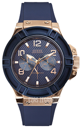 Guess Rigor Niebieski/Guma Ø45 mm W0247G3