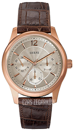 Guess Asset Srebrny/Skóra Ø43 mm W0475G2