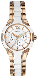 Guess Sporty Biały/Stal w kolorze różowego złota Ø36 mm W0556L3