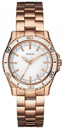 Guess Biały/Stal w kolorze różowego złota Ø36 mm W0557L2