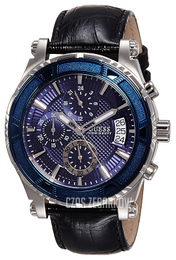 Guess Pinnacle Niebieski/Skóra Ø46 mm W0673G4