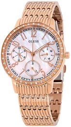 Guess Lattice Biały/Stal w kolorze różowego złota Ø38 mm W1086L2