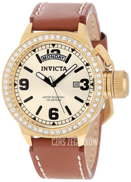 Invicta Corduba Żółte złoto/Skóra Ø40 mm 12968