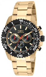 Invicta Pro Diver Czarny/Stal w odcieniu złota Ø46 mm 19846