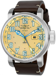 Invicta Aviator Żółte złoto/Skóra Ø52 mm 22252