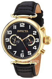 Invicta Aviator Czarny/Skóra Ø45 mm 22981