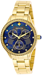 Invicta Wildflower Niebieski/Stal w odcieniu złota Ø35 mm 29095