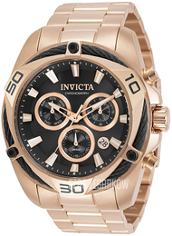 Invicta Bolt Czarny/Stal w kolorze różowego złota Ø50 mm 31326