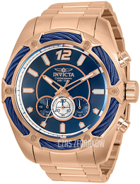 Invicta Bolt Niebieski/Stal w kolorze różowego złota Ø52 mm 31478
