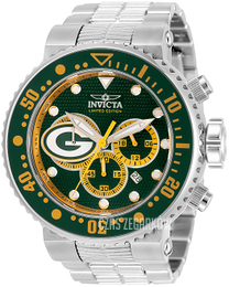 Invicta Nfl Zielony/Stal Ø52 mm 33126