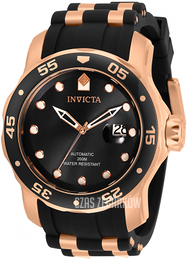 Invicta Czarny/Stal w kolorze różowego złota Ø48 mm 33340