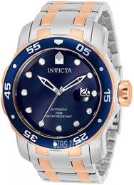 Invicta Pro Diver Niebieski/Stal w kolorze różowego złota Ø48 mm 33342