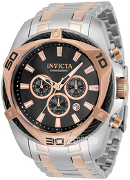 Invicta Bolt Czarny/Stal w kolorze różowego złota Ø50 mm 34129