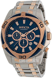 Invicta Bolt Niebieski/Stal w kolorze różowego złota Ø50 mm 34133