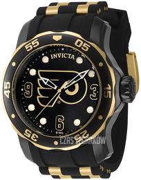 Invicta Nhl Czarny/Stal w odcieniu złota Ø48 mm 42308