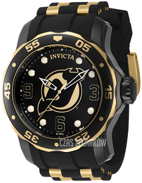 Invicta Nhl Czarny/Stal w odcieniu złota Ø48 mm 42310