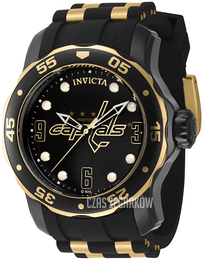 Invicta Nhl Czarny/Stal w odcieniu złota Ø48 mm 42311