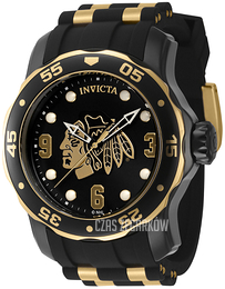 Invicta Nhl Czarny/Stal w odcieniu złota Ø48 mm 42315