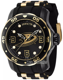 Invicta Nhl Czarny/Stal w odcieniu złota Ø48 mm 42316