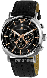 Jacques Lemans Lugano Czarny/Skóra Ø46 mm 1-1645.1J
