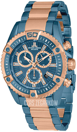 Jacques Lemans Liverpool Niebieski/Stal w kolorze różowego złota Ø46 mm 1-1805K