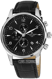 Jacques Lemans London Czarny/Skóra Ø44 mm 1-1844ZA