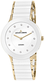 Jacques Lemans Dublin Biały/Stal w odcieniu złota Ø32 mm 1-1856G