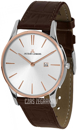 Jacques Lemans London Srebrny/Skóra Ø40 mm 1-1936F