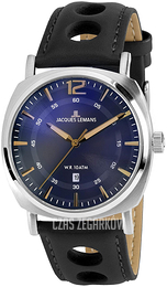 Jacques Lemans Lugano Niebieski/Skóra Ø42 mm 1-1943K