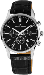 Jacques Lemans Czarny/Skóra Ø42 mm 1-2025A
