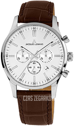 Jacques Lemans Srebrny/Skóra Ø42 mm 1-2025B