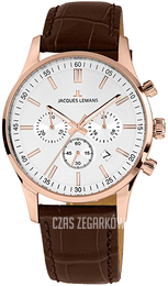 Jacques Lemans Srebrny/Skóra Ø42 mm 1-2025E