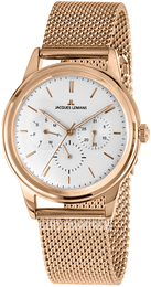 Jacques Lemans Retro Classic Biały/Stal w kolorze różowego złota Ø39 mm 1-2061K
