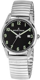 Jacques Lemans Liverpool Czarny/Stal Ø39 mm 1-2070E