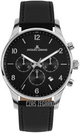 Jacques Lemans London Czarny/Skóra Ø42 mm 1-2126A