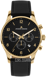 Jacques Lemans London Czarny/Skóra Ø42 mm 1-2126D