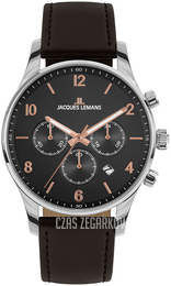 Jacques Lemans London Czarny/Skóra Ø42 mm 1-2126F