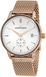 Jacques Lemans Retro Classic Biały/Stal w kolorze różowego złota Ø40 mm N-215G
