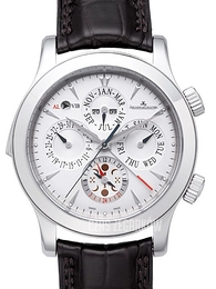 Jaeger LeCoultre Master Control Master Grand Réveil Srebrny/Skóra Ø43 mm 163842A